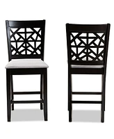 Devon Modern and Contemporary Fabric Upholstered 2 Piece Counter Height Pub Chair Set