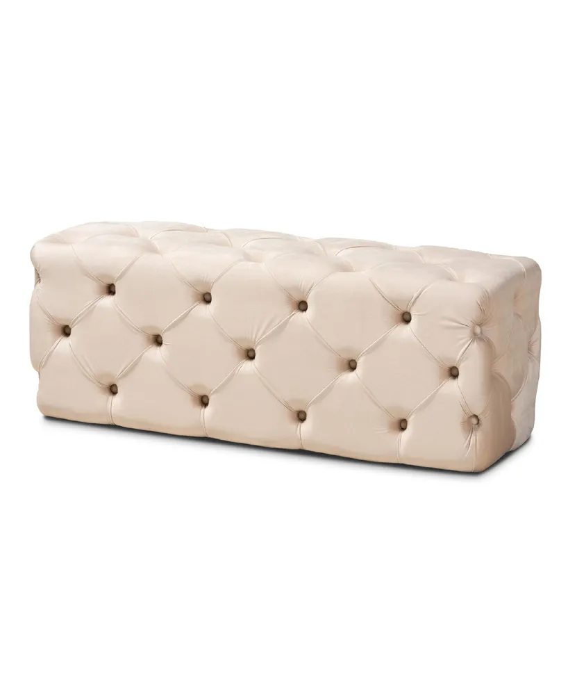 Jasmine Modern Contemporary Glam and Luxe Velvet Fabric Upholstered Button Tufted Bench Ottoman