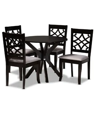 Elena Modern and Contemporary Fabric Upholstered 5 Piece Dining Set
