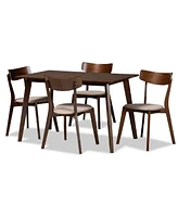 Nori Mid-Century Modern Transitional Fabric Upholstered 5 Piece Dining Set