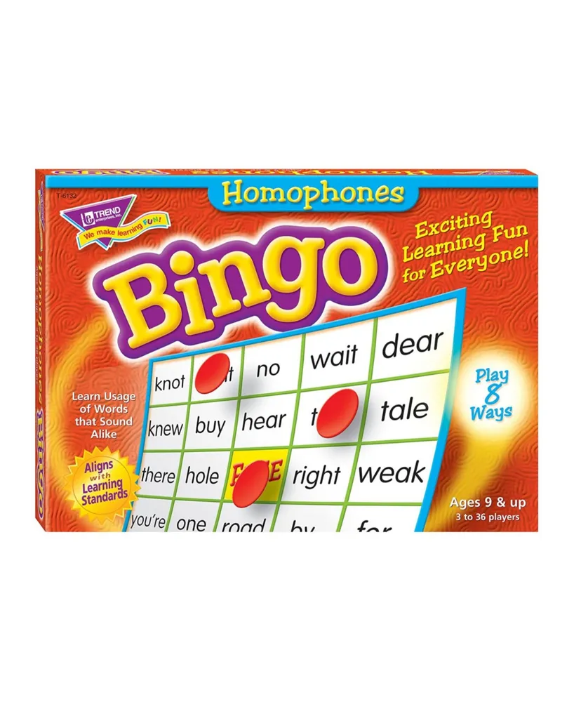 Homophones Bingo Game