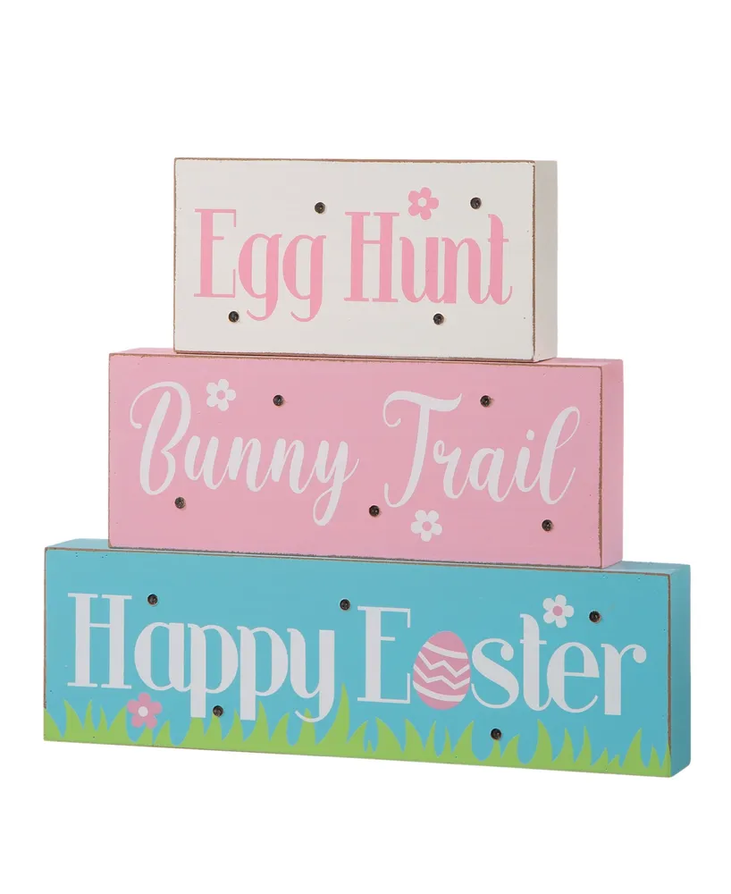 Glitzhome 12"L Easter Led Lighted Wooden Metal Block Word Sign