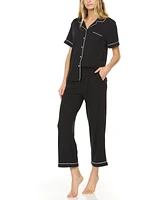 Flora by Nikrooz Women's Annie Notch Top and Capri Pajama Set