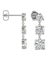 Moissanite Three Stone Drop Earrings 2-1/5 ct. t.w. Diamond Equivalent in 14k White Gold