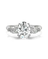 Moissanite Three Stone Engagement Ring 3 ct. t.w. Diamond Equivalent 14k White Gold