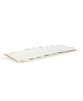 Classic Touch 13.75"L Glass Oblong Tray With Gold Edge