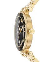 Versace Men's Swiss Greca Sport Gold-Tone Stainless Steel Bracelet Watch 43mm