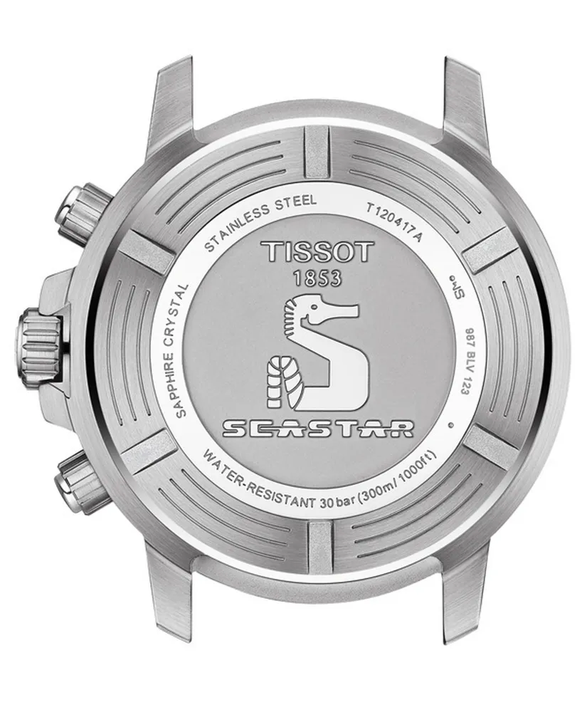 Tissot Men's Swiss Chronograph Seastar 1000 Black Rubber Strap Watch 46mm
