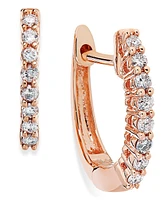 Diamond Mini Hoop Earrings (1/8 ct. t.w.) 10k White, Rose or Yellow Gold