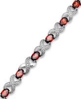 Semi Precious Stone Diamond Accent X0 Link Bracelet Collection In Sterling Silver