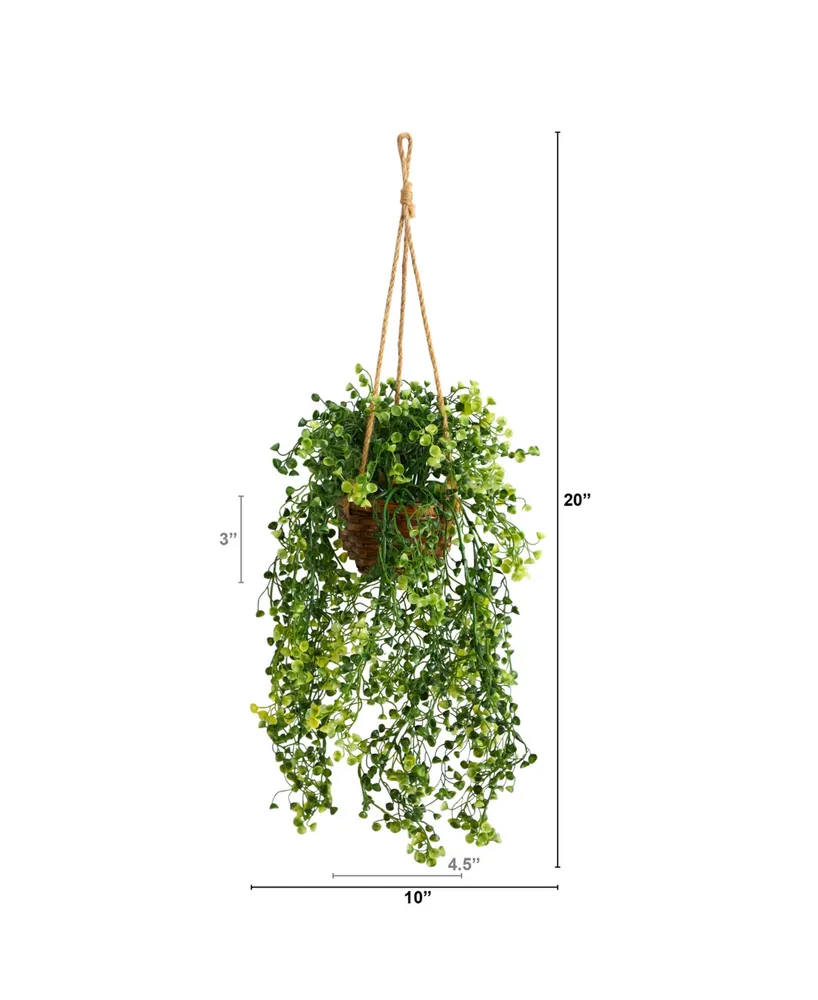 20" Baby Tear Artificial Plant in Hanging Basket