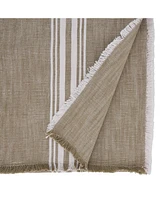 Saro Lifestyle Striped Table Runner with Fringe Design, 72" x 13"