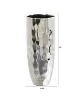 13" Designer Silver-Tone Cylinder Vase