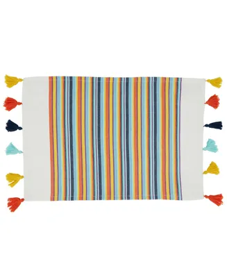 Saro Lifestyle Fiesta Placemats with Stripe Design, Set of 4, 20" x 14"