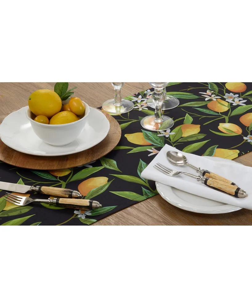 Saro Lifestyle Outdoor Table Runner with Lemon Design, 72" x 16"