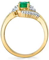 Emerald (3/4 ct. t.w.) & Diamond (1/5 ct. t.w.) Swirl Ring in 10k Gold