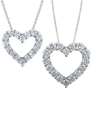 Diamond Heart Pendant Necklace 2 Ct. T.W. Or 3 Ct. T.W. In 14k White Gold