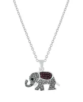 Crystal Elephant Pendant 16+2" Extender In Silver Plated