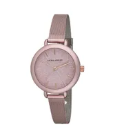 Laura Ashley Women's Glitz Sparkle Dial Spray Pink Alloy Mesh Band Watch 36mm