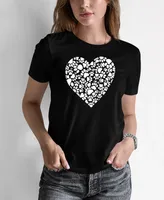 Women's Word Art Paw Prints Heart T-Shirt