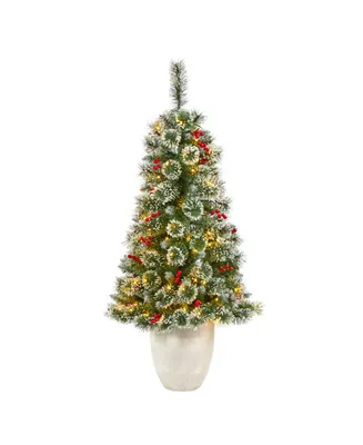 Frosted Swiss Pine Artificial Christmas Tree with 100 Lights and 195 Bendable Branches