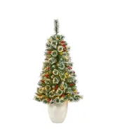 Frosted Swiss Pine Artificial Christmas Tree with 100 Lights and 195 Bendable Branches