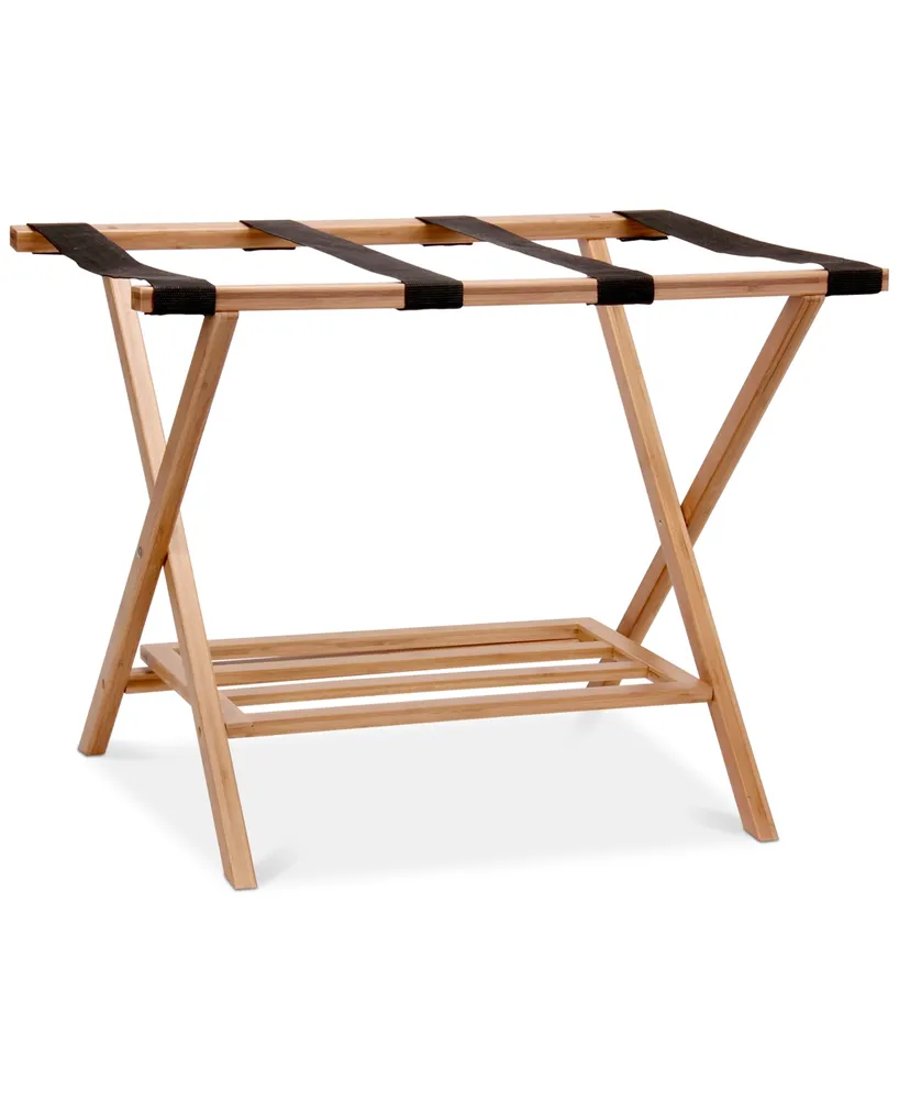 Household Essentials Bamboo Luggage Rack with Tray