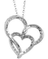 Diamond Double Heart Pendant Necklace (1 ct. t.w.) in 10k White Gold, 16" + 2" extender