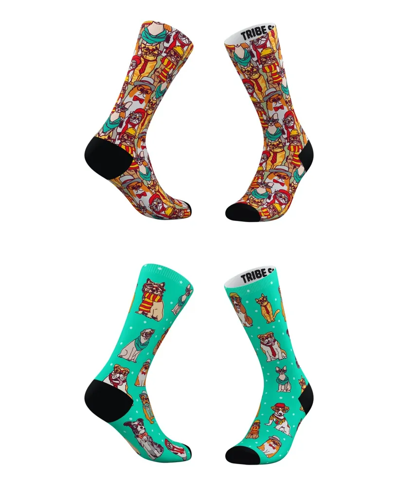 Men's and Women's Hipster Cat Socks, Set of 2