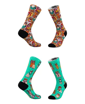 Men's and Women's Hipster Cat Socks, Set of 2 - Assorted Pre