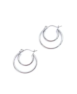 Crescent Midi Hoops Earrings - Silver