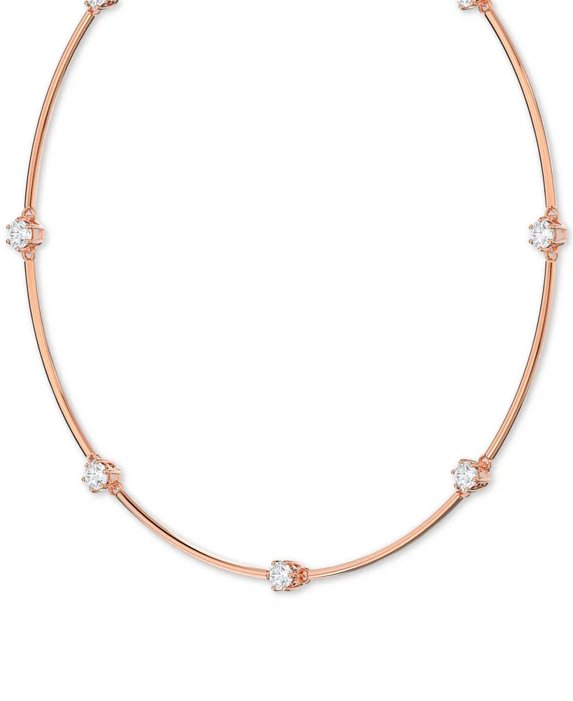 Swarovski Rose Gold-Tone Crystal Station Choker Necklace, 15" + 2" extender