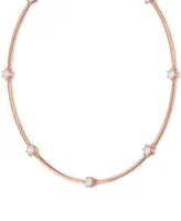Swarovski Rose Gold-Tone Crystal Station Choker Necklace, 15" + 2" extender