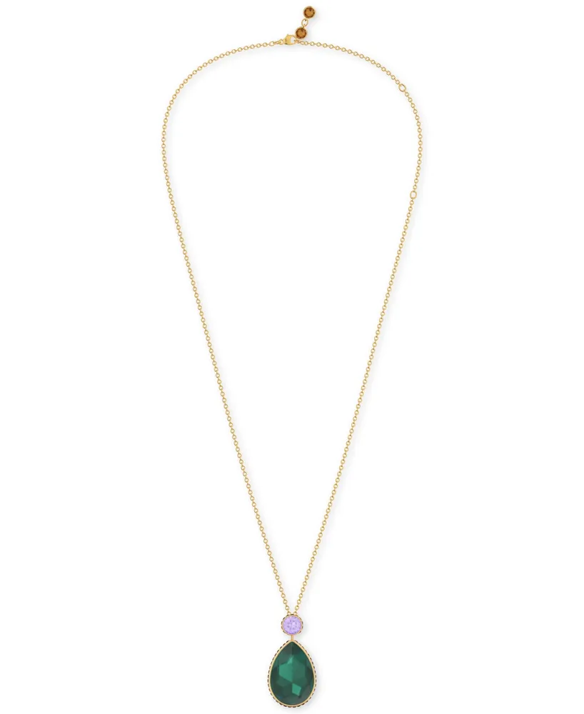 Swarovski Gold-Tone Orbita Reversible Crystal Long Pendant Necklace, 21-3/5" + 2" extender