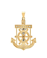 Men's Mariner Cross Pendant in 14k Gold & White Gold - Two