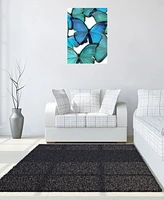 Classy Art Blue and Green Butterflies Mixed Media Wall Art, 24" x 16"