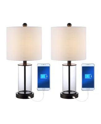 Abner Glass Modern Contemporary Usb Charging Led Table Lamp