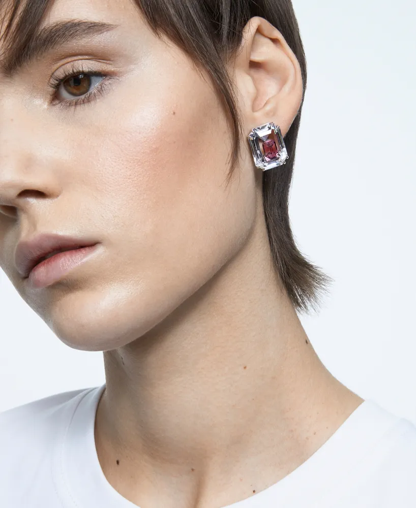Swarovski Silver-Tone Crystal Oversized Stud Earrings