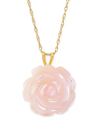 Mother-of-Pearl Rose 18" Pendant Necklace in 10k Gold