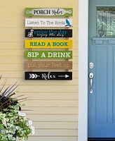 Glitzhome Oversized Rustic Slats Porch Rules Sign Wall Sign