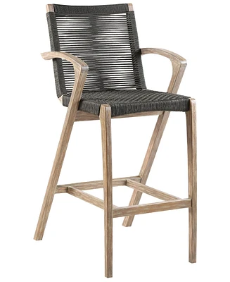 Brielle Outdoor Eucalyptus Wood and Rope Counter and Bar Height Stool