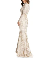 Women's Floral Embroidered Lace Trumpet Gown