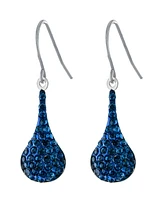 Pave Crystal Wire Teardrop Earrings Sterling Silver