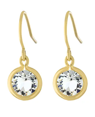 Fine Crystal 6mm Bezel Drop Earrings Sterling Silver