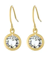 Fine Crystal 6mm Bezel Drop Earrings Sterling Silver