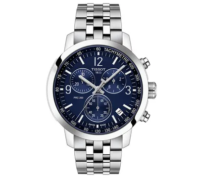 Tissot Men's Swiss Chronograph Prc 200 Stainless Steel Bracelet Watch 43mm