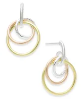 Giani Bernini Tricolor Interlocking Circle Drop Earrings in Sterling Silver, 18k Gold-Plate & 18K Rose Gold-Plate, Created for Macy's