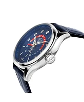 Gevril Men's Giromondo Swiss Quartz Blue Leather Strap Watch 42mm