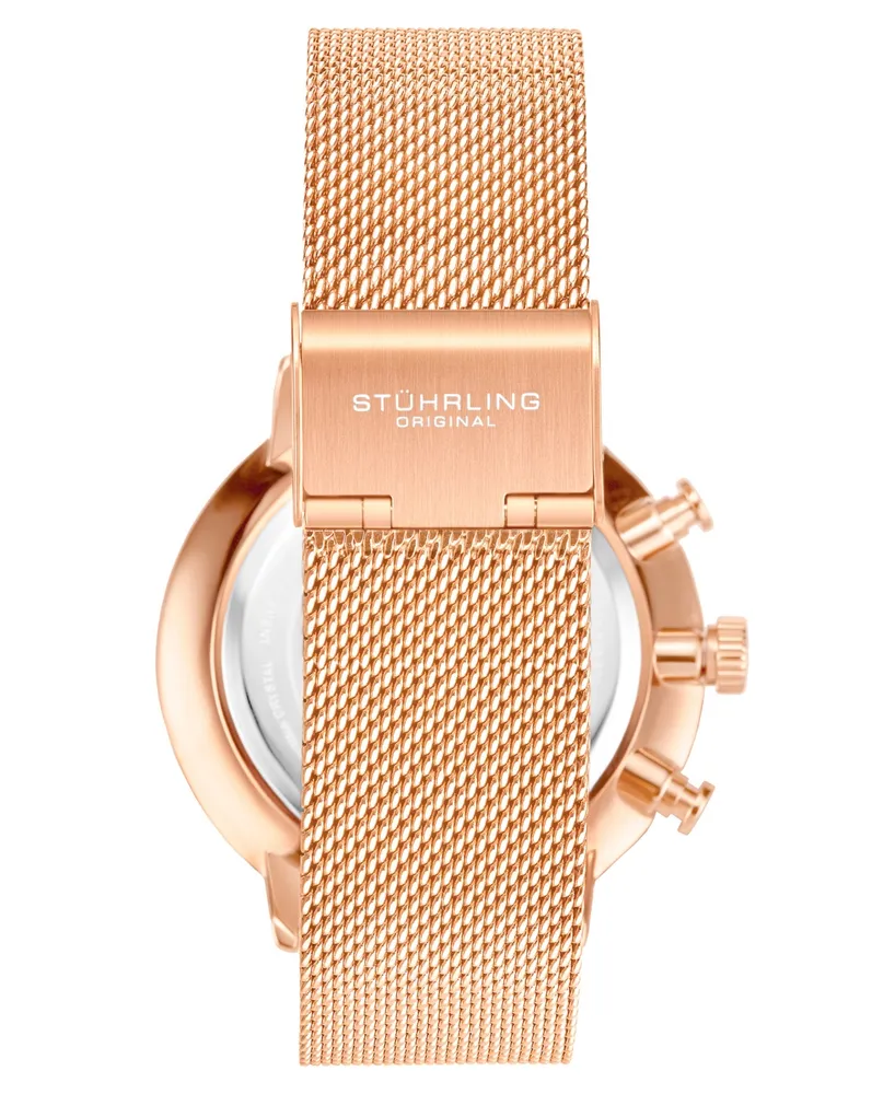 Men's Rose Gold-Tone Mesh Bracelet Chrono Watch 42mm