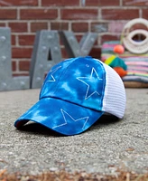 Starry Kids Adjustable Snap Back Mesh Blue Tie Dye Studded Star Trucker Hat